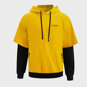 เสื้อฮู้ดกีฬาแบบสวมหัวของผู้ชายลำลองโลโก้ผ้าฝ้ายผสมสีทึบแบบกำหนดเองระบายอากาศได้ใส่สบาย - Product Image 1