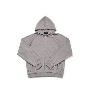 Impression personnalisée de haute qualité en gros Vintage délavé à l'acide en détresse surdimensionné poids lourd 100% coton français éponge sweat à capuche zippé - Product Image 3