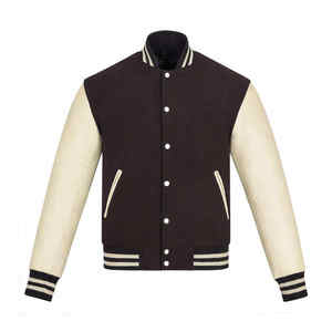 Custom Stand Collar Plain Solid Color Cuero Varisty Chaqueta para los hombres - Product Image 1