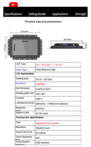Moniteur à écran tactile professionnel 10.1 17 15 19 22 24 32 43 55 pouces pour robot machine kiosque IP65 avec USB - Product Image 3