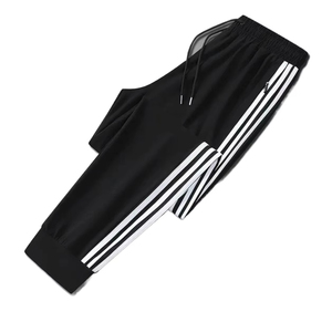 Pantalones de chándal de lana de peso pesado de 360gms de alta calidad para hombre, pantalones de entrenamiento holgados con parte delantera plana de cintura baja, estilo Hip Hop, aspecto deportivo - Product Image 4