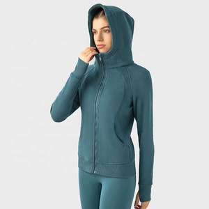 Vente en gros Vêtements de sport légers pour femmes Veste athlétique à capuche avec poches et fermeture éclair pour le yoga, la course à pied, la salle de sport - Product Image 5