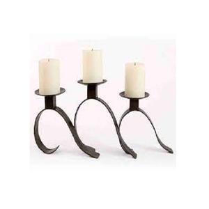 Decorative Iron <b>Candle</b> <b>Holder</b> 40cm Long with 3 <b>Pillar</b> Eco-Friendly Durable Handmade <b>Black</b> Matt Finish - Product Image 1