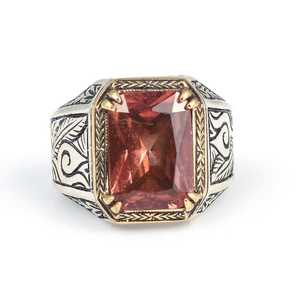 Fine Rhodium-Plated 925 Sterling Silver Men's Gemstone <b>Ring</b> with Bronze Setting and Zultanite Stone - Product Image 4