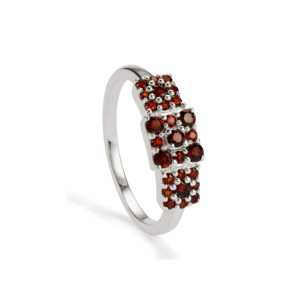 Bague en argent sterling plaqué rhodium avec grenat Anthill 0,71 ct, pierre précieuse naturelle, sertissage géométrique clos - Product Image 1
