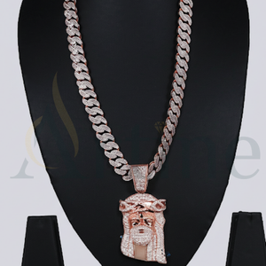 Cadena colgante de Hip Hop de Plata de Ley 925 con diamantes de moissanita en cortes redondos y baguette con claridad VVS completamente helada - Product Image 1