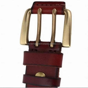 Cinturón informal de cuero de vaca de capa superior para hombre, color fino pintado a mano con hebilla de latón de doble punta resistente - Product Image 5