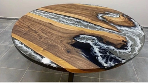 Mesa de Comedor de Diseño Artístico de Resina Hecha a Mano Moderna y de Lujo, Mesa de Centro Impermeable para Sala de Estar para Celebración de Aniversario de Bodas - Product Image 2