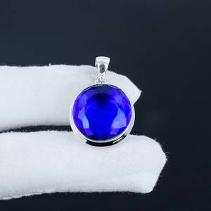 Colgante de Zafiro Azul, Plata de Ley 925, Joyería Clásica Hecha a Mano, Alta Calidad para Niños, Uso Diario, Regalo de Compromiso - Product Image 1