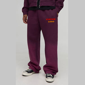 Pantalones de chándal lavados para hombre, ropa de calle informal, hip hop, pantalones de pierna ancha personalizables, 100% algodón, venta al por mayor - Product Image 1