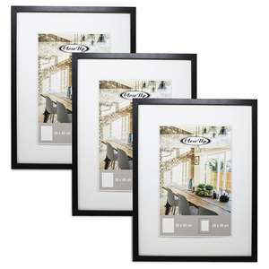 Posterrahmen 30 X 40 cm 3er Set Schwarz Klassischer Passepartout Holzrahmen Mit Glasfront Fr Home Dekoration - Product Image 1