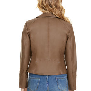 Veste en cuir véritable de haute qualité pour femmes, vêtements d'extérieur d'hiver, veste en cuir pour femmes élégante et respirante avec fermeture éclair personnalisée - Product Image 2