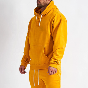 Sweat à capuche d'automne 100% coton uni pour hommes avec coupe régulière et texture en tricot doux pour la mode streetwear urbaine - Product Image 6