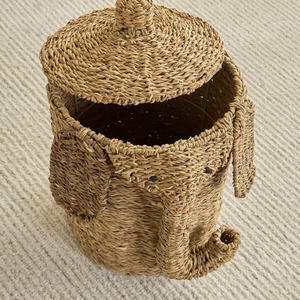 ตะกร้าเก็บช้างหญ้าทะเลธรรมชาติสำหรับตกแต่งห้องนั่งเล่นใช้งานได้จริง - Product Image 4