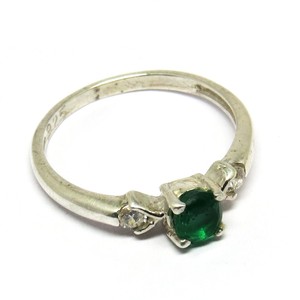 Bagues en argent sterling 925 avec CZ vert et CZ blanc, style bohème, serti clos, inspirées de la forme Maya - Product Image 1