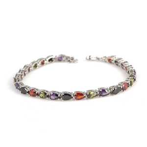 925 Sterling Silver Teardrop Colored Stone Waterway <b>Beaded</b> <b>Bracelet</b> Fashion Small <b>Bracelet</b> - Product Image 2