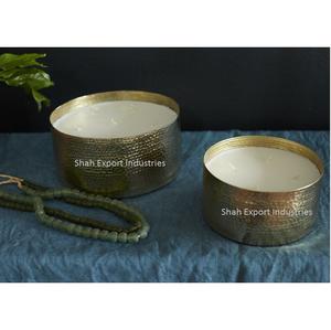 Tarro de vela de Metal de calidad superior hecho a mano con acabado dorado para decoración del hogar y Navidad, tarro para hacer velas de hierro - Product Image 1