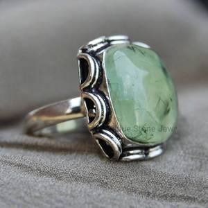 Anillo de Plata de Ley 925 de Diseño para Mujer, Hecho a Mano, con Prehnita Facetada, Engaste de Bisel con Piedra Preciosa Natural, Estilo Bohemio, ISO - Product Image 2