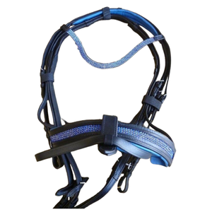 บังเหียนม้าอังกฤษประดับคริสตัลแผ่นหนังสีฟ้า-COB-ขนาดเต็มแสดงขี่ม้าพร้อม - Product Image 5