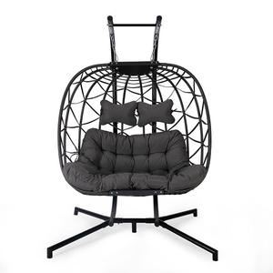 Outdoor Garden Furniture <b>Egg</b> Hanging <b>Swing</b> <b>Chair</b> Two Seats Patio Rattan <b>Double</b> <b>Egg</b> <b>Chair</b> Large With Stand - Product Image 2