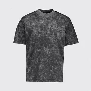 Gran oferta, camiseta desgastada con lavado ácido para hombre/mujer, Camiseta holgada de manga corta con cuello redondo de 240gsm y 300gsm en blanco - Product Image 1