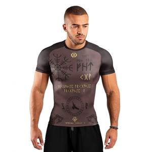 Conjunto completo unisex de sublimación Rashguard, camisa y pantalones de compresión, entrenamiento de gimnasia, tejido elástico de secado rápido, proveedor OEM - Product Image 3