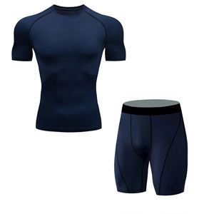 Custom Logo OEM Summer Casual Knitted Breathable Athletic <b>Short</b> Sleeve <b>Shirt</b> <b>Shorts</b> <b>Set</b> for Gym Running Fitness - Product Image 5