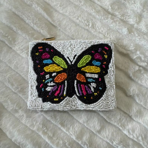 Classic Beaded Coin Purse Pearl and Diamond Beaded <b>Make</b> <b>up</b> <b>Bag</b> Wedding or Party Gift for Her - Product Image 1