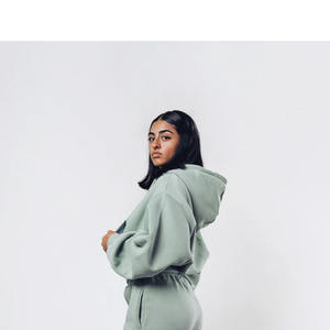 Ensemble de survêtement deux pièces pour femme, hiver, à capuche, lourd, imprimé, uni, surdimensionné, décontracté, coupe ample - Product Image 4