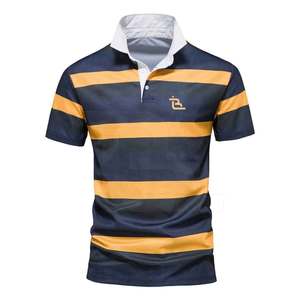 เสื้อโปโลผู้ชายผ้าฝ้าย100% สีพื้นดีไซน์ล่าสุดผ้าโพลีเอสเตอร์/ ผ้าฝ้ายถัก - Product Image 1