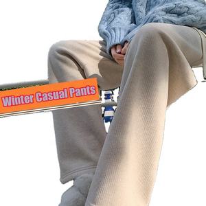 Pantalones Gruesos de Invierno para Mujer, Cintura Alta, Frente Plano, Antiestáticos, Forro Polar Cálido, Casuales - Product Image 2