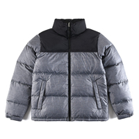 Blouson d'hiver matelassé en toile avec logo personnalisé, col montant, logo frontal, coupe oversize, imperméable, respirant, écologique, streetwear rapide