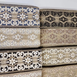 Diseño de moda flor bordado encaje recorte suave malla encaje ajuste para damas vestido ropa bordado - Product Image 1