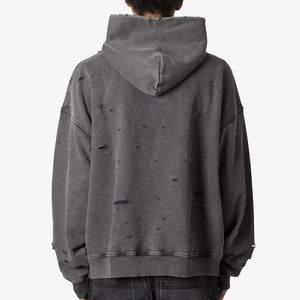 Sweat-shirts à capuche en molleton épais pour hommes, grande taille, style vintage vieilli, brodés et personnalisés, avec poches, collection automne, vente en gros - Product Image 4