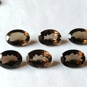 หินควอทซ์สโมคกี้ธรรมชาติขนาด7x5มม. สีเขียวทรงกลมตัดรูปไข่สำหรับศิลปินอัญมณี - Product Image 1