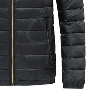 แจ็กเก็ตขนเป็ดโพลีเอสเตอร์สีดำสำหรับผู้ชายเสื้อคลุมฤดูหนาวที่สามารถปรับแต่งได้ผลิตโดยคอลเลกชันสง่างาม - Product Image 5