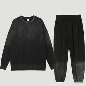 Personnalisé Vintage Hommes 100% Coton Deux Pièces Survêtement Sunfaded Lavage À L'acide Évasé Survêtement Écran DTG Imprimé À Capuche Plus La Taille - Product Image 6