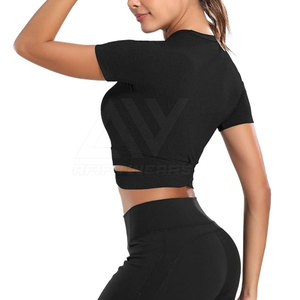 Top corto de algodón de 220gsm para mujer, Camiseta deportiva de verano con nuevo diseño, impresión personalizada - Product Image 4
