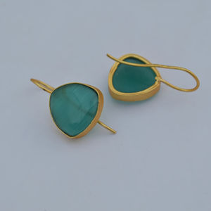 wholesale newly Earring trendy fashion earring Manufacturer Supplier Gold Plated Stainless Natural Stone Round <b>Stud</b> Earrings - Product Image 1