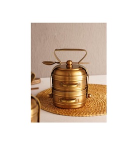 Caja de latón artesanal duradera con múltiples compartimentos para almacenar comida caliente para la oficina o para viajes - Product Image 1