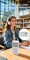 Radio Saku Kecil Pribadi AM FM Portabel Digital Tuning Transistor dengan Earphone dan Tali untuk Berjalan dan Jogging
