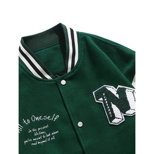 Blouson universitaire en laine personnalisé, col montant, style urbain, tissu épais, patchs personnalisés, faible MOQ disponible - Product Image 5