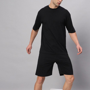 2025 verano moda hombres camiseta conjunto corto liso manga corta Camiseta pantalones cortos 2 piezas conjunto corto para hombres - Product Image 3