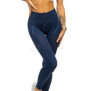 Leggings de gimnasio ligeros sin costuras de cintura media para mujer con patrón sólido Leggings de yoga al por mayor - Product Image 3