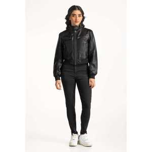 Autumn Stand Collar <b>Biker</b> <b>Jacket</b> WM-JKT-WS24-093 Finished Processing - Product Image 1