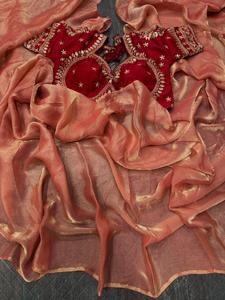 Elegante indio Bollywood elegante Sari tela suave exclusiva Sari blusa elegante Ropa Étnica última blusa de moda - Product Image 4