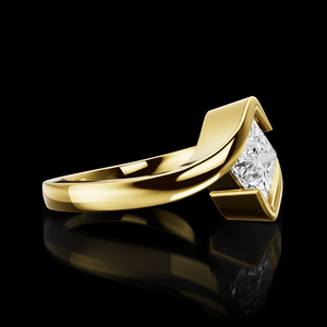 Anillo de Compromiso Especial de Oro Amarillo de 14K con Diamante de Corte Princesa de 1.35 Quilates, Joyería Nupcial de Lujo Hecha a Mano - Product Image 2