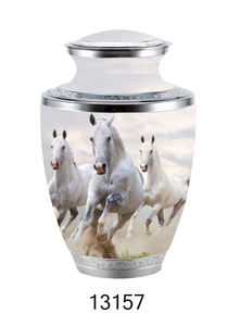 Urna de cremación para adultos, urna para cenizas de personas, urna de aluminio impresa con temática Morning, suministros funerarios personalizados, venta al por mayor - Product Image 3