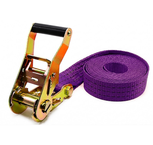 Versatile 38mm Purple Polyester High-Strength Ratchet Strap Tie Cam Buckle Metal Hook Transportation Cargo Securing Strap - Product Image 1