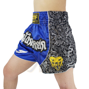 Short de boxe professionnel unisexe en soie, pantalon de combat, de kickboxing, de muay thaï, broderie, MMA - Product Image 4